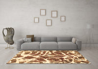 Machine Washable Abstract Brown Modern Rug, wshabs1119brn