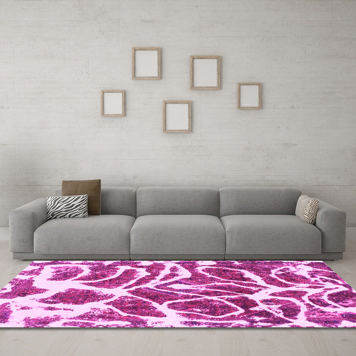 Machine Washable Abstract Pink Modern Rug in a Living Room, wshabs1119pnk