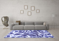 Machine Washable Abstract Blue Modern Rug, wshabs1119blu