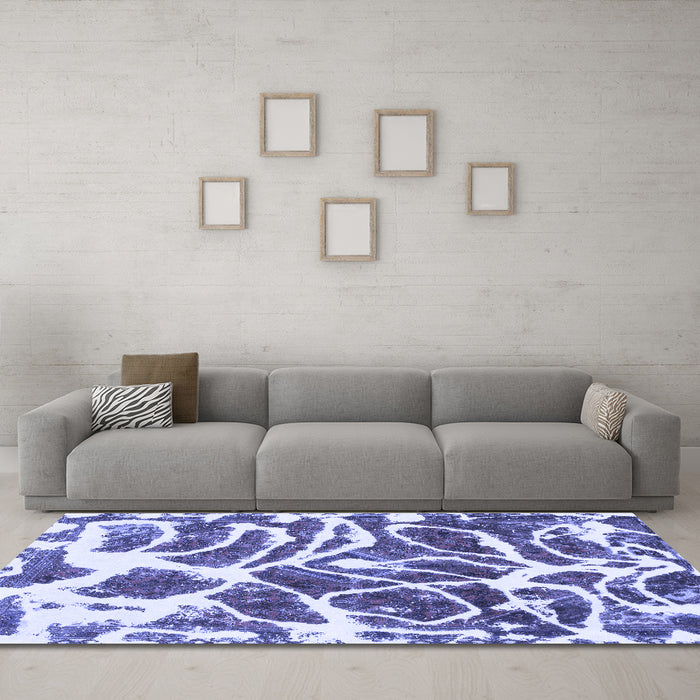 Machine Washable Abstract Blue Modern Rug in a Living Room, wshabs1119blu