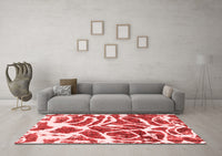 Machine Washable Abstract Red Modern Rug, wshabs1119red