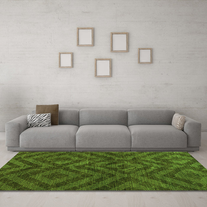 Machine Washable Abstract Green Modern Area Rugs in a Living Room,, wshabs111grn