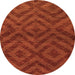 Round Abstract Orange Modern Rug, abs111org