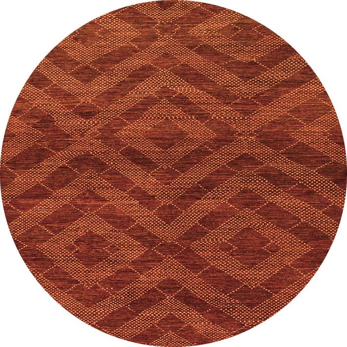 Round Machine Washable Abstract Orange Modern Area Rugs, wshabs111org