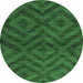 Round Abstract Emerald Green Modern Rug, abs111emgrn