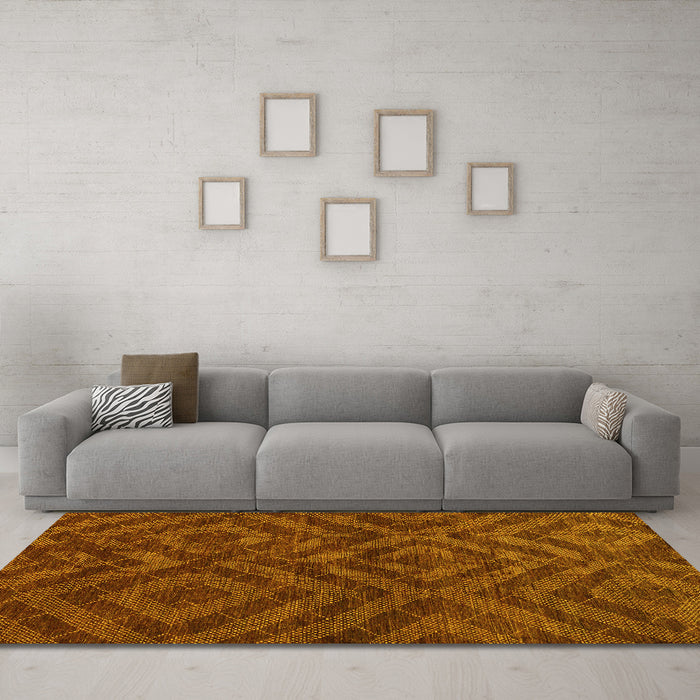 Machine Washable Abstract Yellow Modern Rug in a Living Room, wshabs111yw