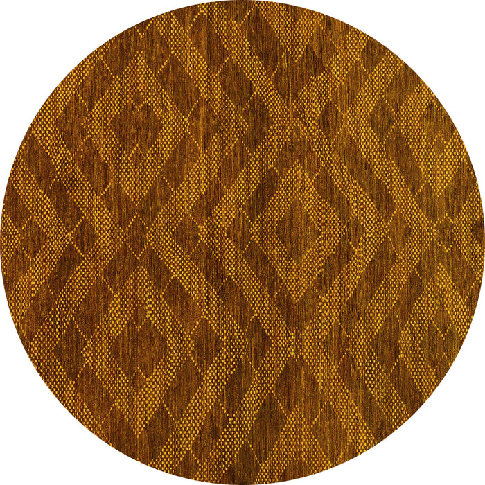 Round Abstract Yellow Modern Rug, abs111yw