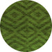 Round Machine Washable Abstract Green Modern Area Rugs, wshabs111grn