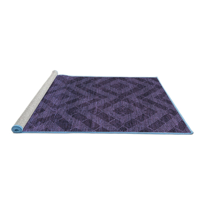 Sideview of Machine Washable Abstract Blue Modern Rug, wshabs111blu