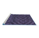 Sideview of Machine Washable Abstract Blue Modern Rug, wshabs111blu