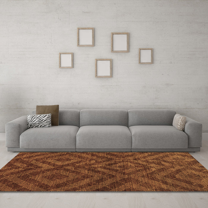 Machine Washable Abstract Brown Modern Rug in a Living Room,, wshabs111brn