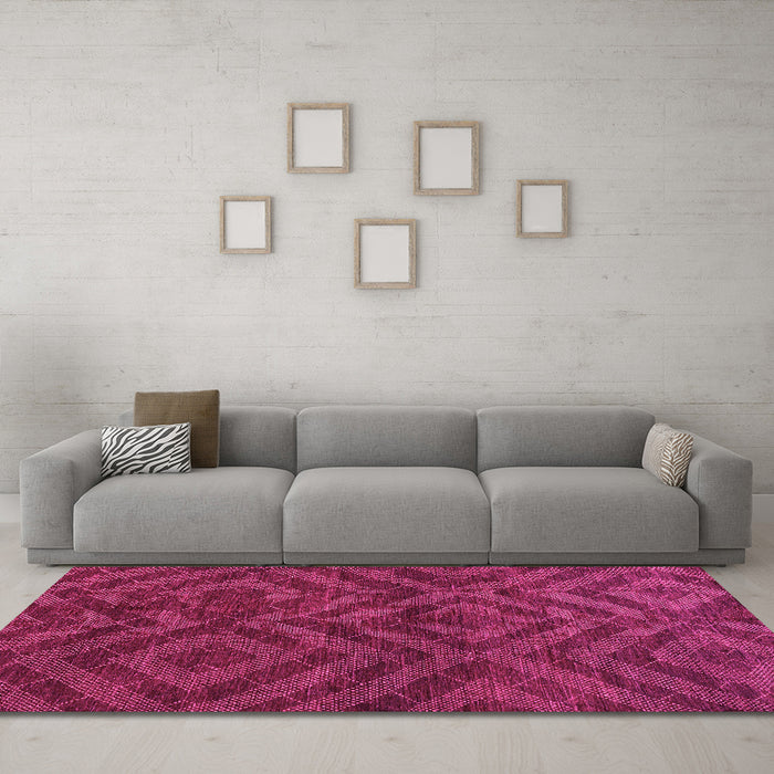 Machine Washable Abstract Pink Modern Rug in a Living Room, wshabs111pnk
