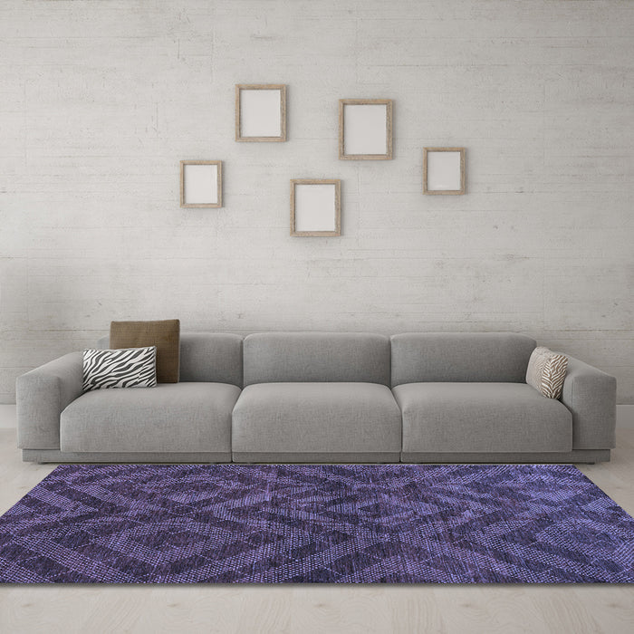 Machine Washable Abstract Blue Modern Rug in a Living Room, wshabs111blu