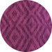 Round Machine Washable Abstract Purple Modern Area Rugs, wshabs111pur