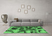 Machine Washable Abstract Emerald Green Modern Area Rugs in a Living Room,, wshabs1120emgrn