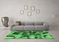 Machine Washable Abstract Emerald Green Modern Rug, wshabs1120emgrn