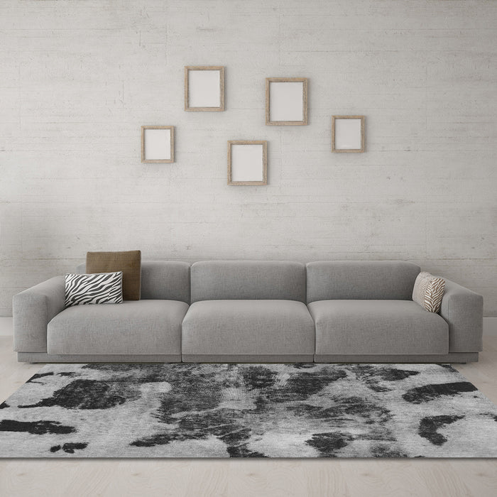 Machine Washable Abstract Gray Modern Rug in a Living Room,, wshabs1120gry