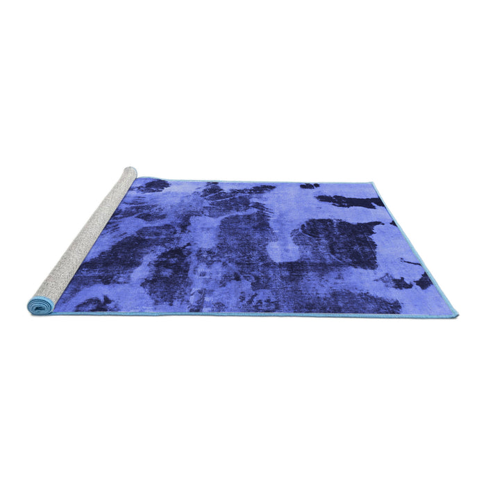 Sideview of Machine Washable Abstract Blue Modern Rug, wshabs1120blu