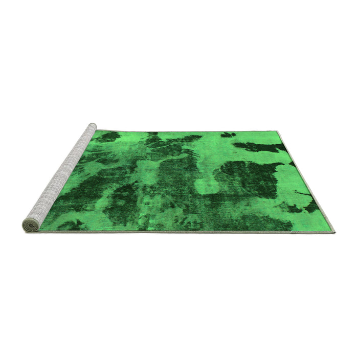 Sideview of Machine Washable Abstract Green Modern Area Rugs, wshabs1120grn