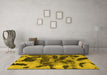 Machine Washable Abstract Yellow Modern Rug in a Living Room, wshabs1120yw