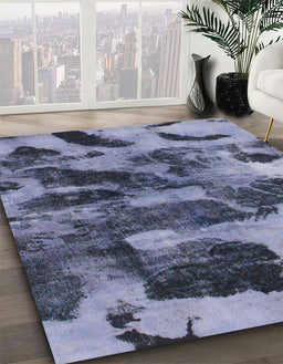 Abstract Blue Gray Modern Rug in Family Room, abs1120