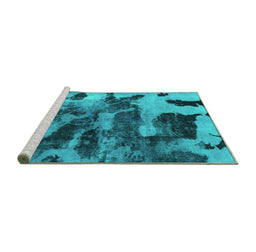 Sideview of Machine Washable Abstract Turquoise Modern Area Rugs, wshabs1120turq
