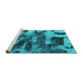 Sideview of Machine Washable Abstract Turquoise Modern Area Rugs, wshabs1120turq