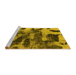 Sideview of Machine Washable Abstract Yellow Modern Rug, wshabs1120yw