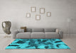 Machine Washable Abstract Turquoise Modern Area Rugs in a Living Room,, wshabs1120turq