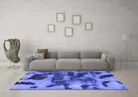 Machine Washable Abstract Blue Modern Rug, wshabs1120blu