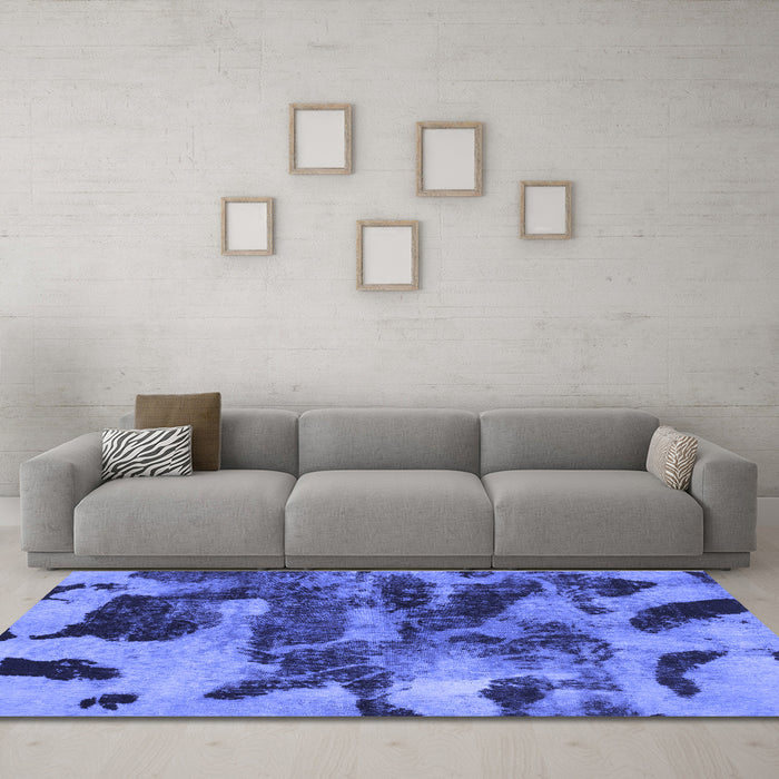 Machine Washable Abstract Blue Modern Rug in a Living Room, wshabs1120blu