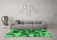 Machine Washable Abstract Green Modern Rug, wshabs1120grn