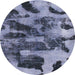 Round Machine Washable Abstract Blue Gray Rug, wshabs1120