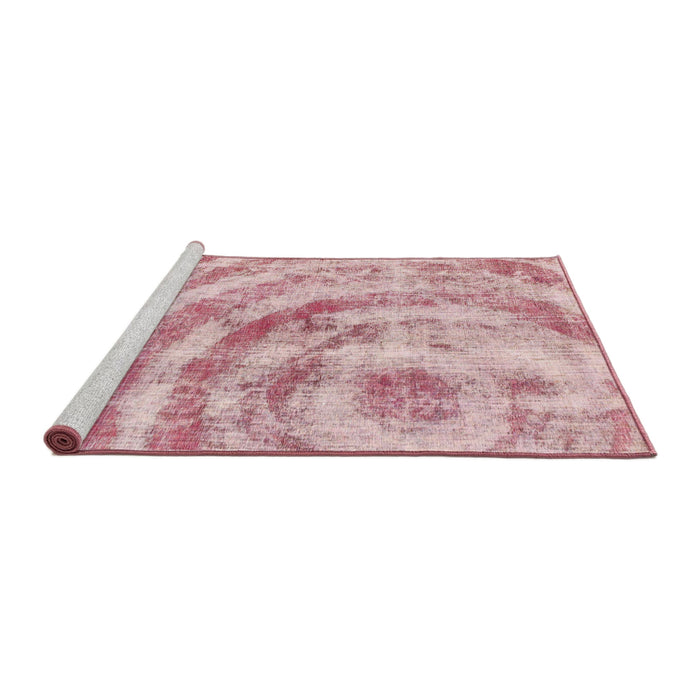 Sideview of Machine Washable Abstract Baby Pink Rug, wshabs1121