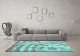 Machine Washable Abstract Turquoise Modern Area Rugs in a Living Room,, wshabs1121turq