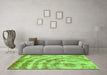 Machine Washable Abstract Green Modern Area Rugs in a Living Room,, wshabs1121grn