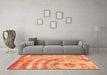 Machine Washable Abstract Orange Modern Area Rugs in a Living Room, wshabs1121org