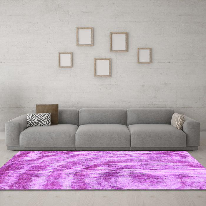Machine Washable Abstract Purple Modern Area Rugs in a Living Room, wshabs1121pur