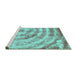 Sideview of Machine Washable Abstract Turquoise Modern Area Rugs, wshabs1121turq