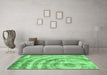 Machine Washable Abstract Emerald Green Modern Area Rugs in a Living Room,, wshabs1121emgrn