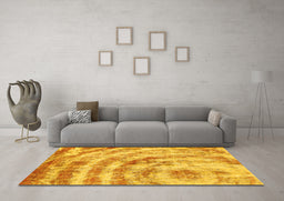 Machine Washable Abstract Yellow Modern Rug in a Living Room, wshabs1121yw