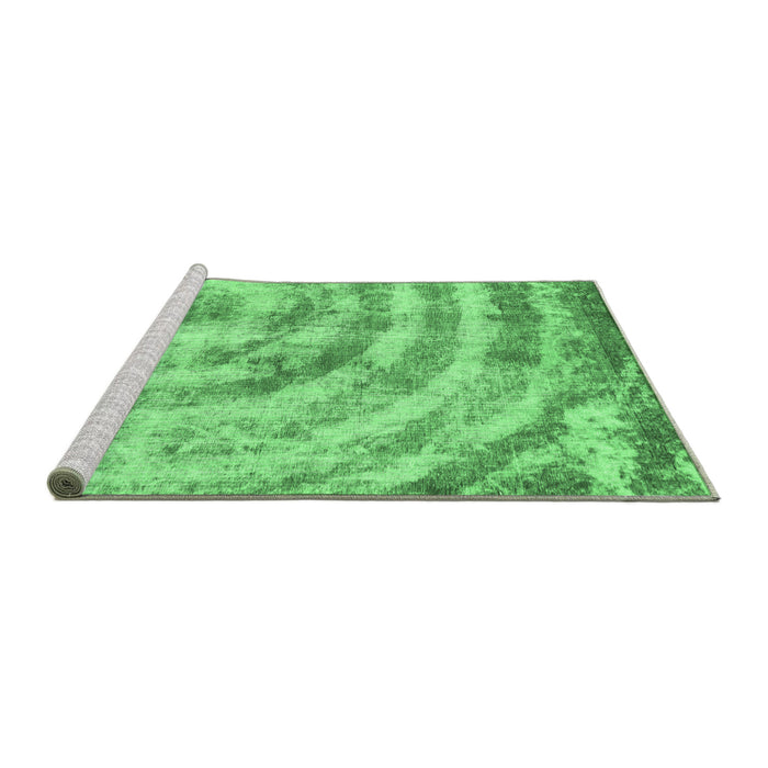 Sideview of Machine Washable Abstract Emerald Green Modern Area Rugs, wshabs1121emgrn