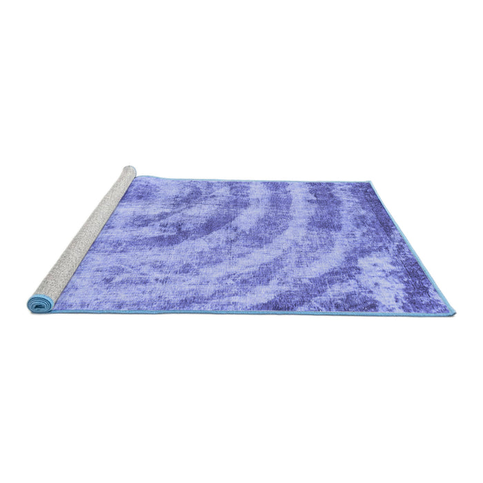 Sideview of Machine Washable Abstract Blue Modern Rug, wshabs1121blu