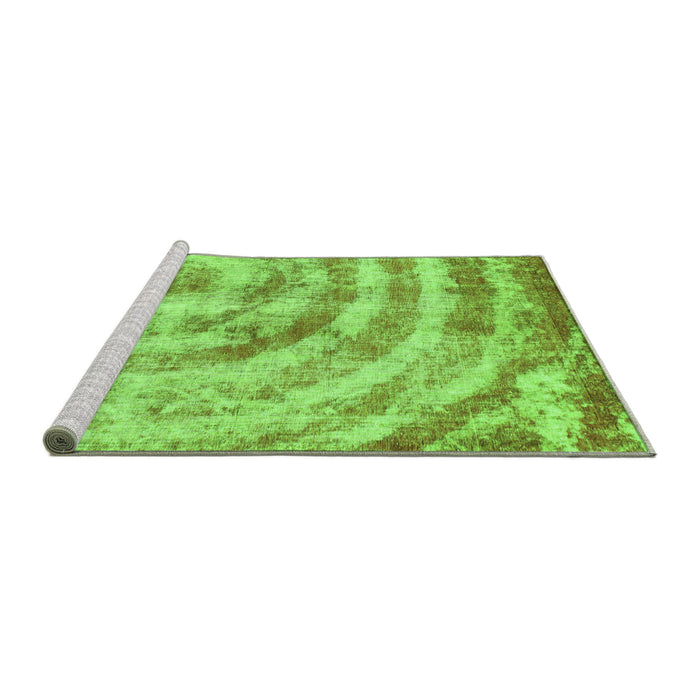 Sideview of Machine Washable Abstract Green Modern Area Rugs, wshabs1121grn