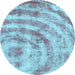 Round Machine Washable Abstract Light Blue Modern Rug, wshabs1121lblu