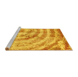 Sideview of Machine Washable Abstract Yellow Modern Rug, wshabs1121yw