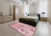 Machine Washable Abstract Baby Pink Rug in a Bedroom, wshabs1121