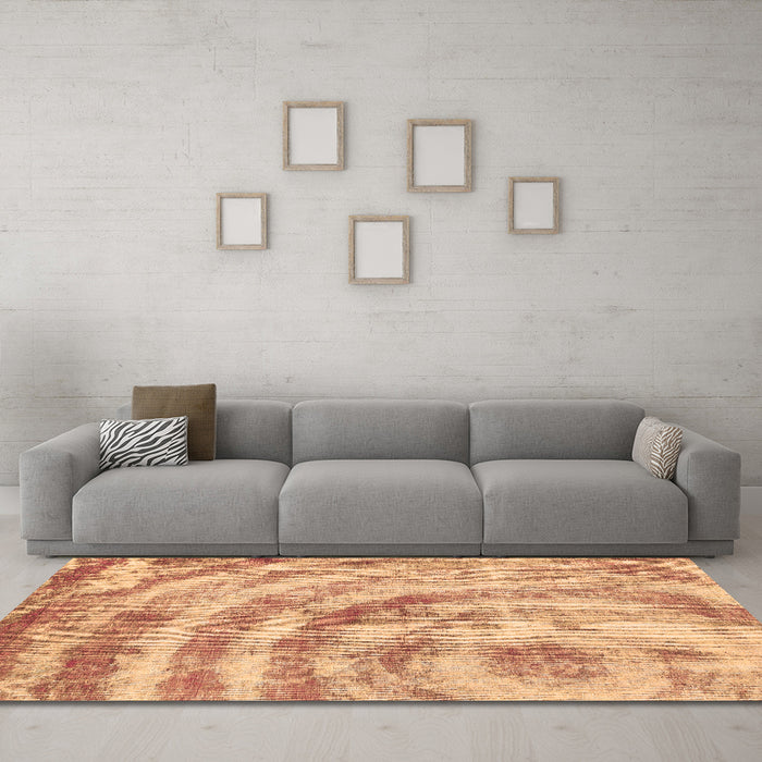Machine Washable Abstract Brown Modern Rug in a Living Room,, wshabs1121brn