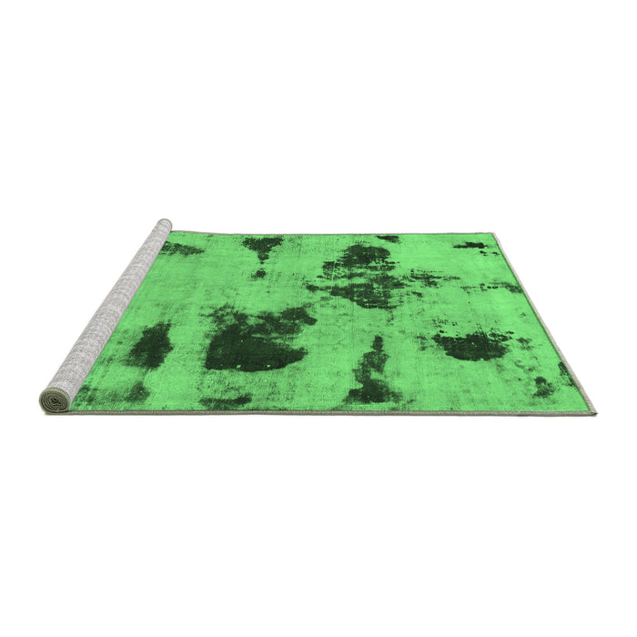 Sideview of Machine Washable Abstract Emerald Green Modern Area Rugs, wshabs1122emgrn