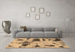 Machine Washable Abstract Brown Modern Rug in a Living Room,, wshabs1122brn